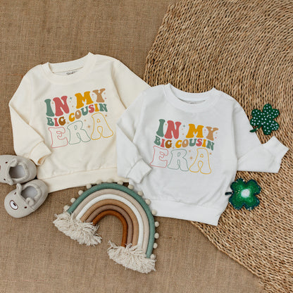 Big Cousin Era Bubble Romper Outfit - Adorable Baby Girl Romper, Comfy Baby Sweater for Little Cousin Announcement, Matching Cousin Clothes Gift Set