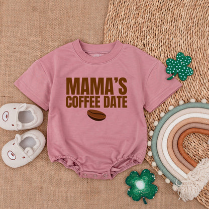 Mama's Coffee Date Baby Bubble Romper Light Mauve Newborn Infant Bodysuit Short Sleeve Coming Home Outfit Shower Gift