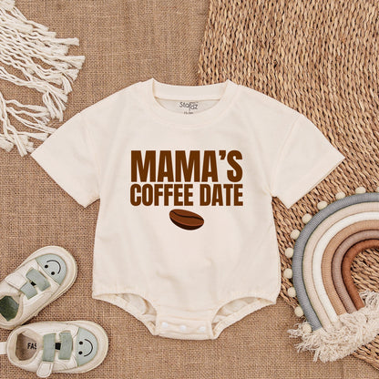 Mama's Coffee Date Baby Bubble Romper Light Mauve Newborn Infant Bodysuit Short Sleeve Coming Home Outfit Shower Gift