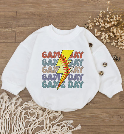 STAFAZ Game Day Bodysuit Retro Softball Romper Girls Baby One Piece Baseball Outfit Cute Vintage Vibes