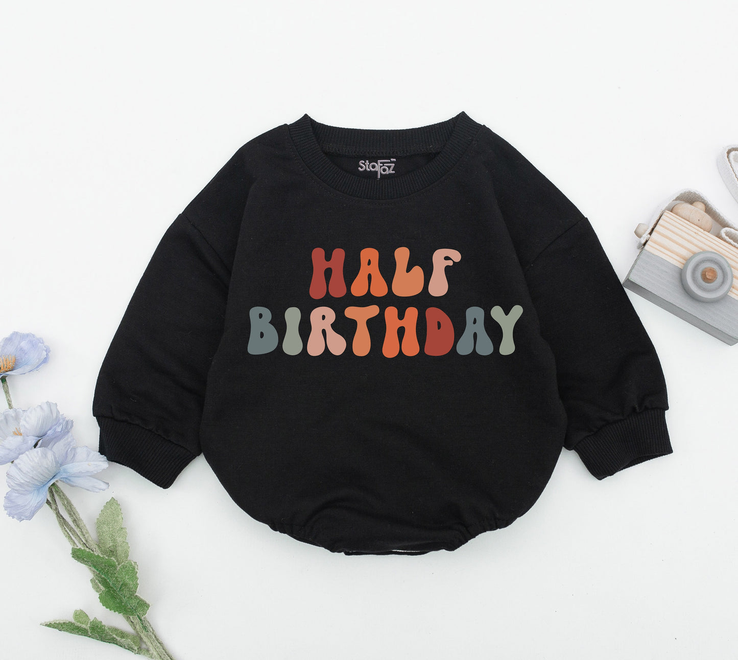 Half Birthday Boy Romper 6 Months Old Celebration Outfit I'm Half Way To One Baby Gift Natural Cotton Newborn Clothes
