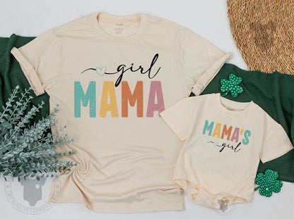 Girl Mama & Mama's Girl Matching Set Cute Baby Romper Toddler Tee Playful Family Outfit Colorful Mother's Day Gift Casual Summer Style 134