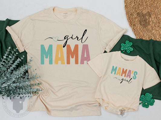Girl Mama & Mama's Girl Matching Set Cute Baby Romper Toddler Tee Playful Family Outfit Colorful Mother's Day Gift Casual Summer Style 134