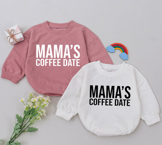 Mama's Coffee Date Romper Darling Baby Girl Outfit for Mom Daughter Matching Outfits Adorable Mother's Day Newborn Gift