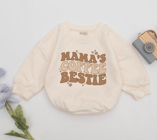 Mama's Coffee Bestie Retro Romper Cute Baby Girl Outfit Newborn Vintage Style Mother's Day Daughter Gift Baby Shower Present