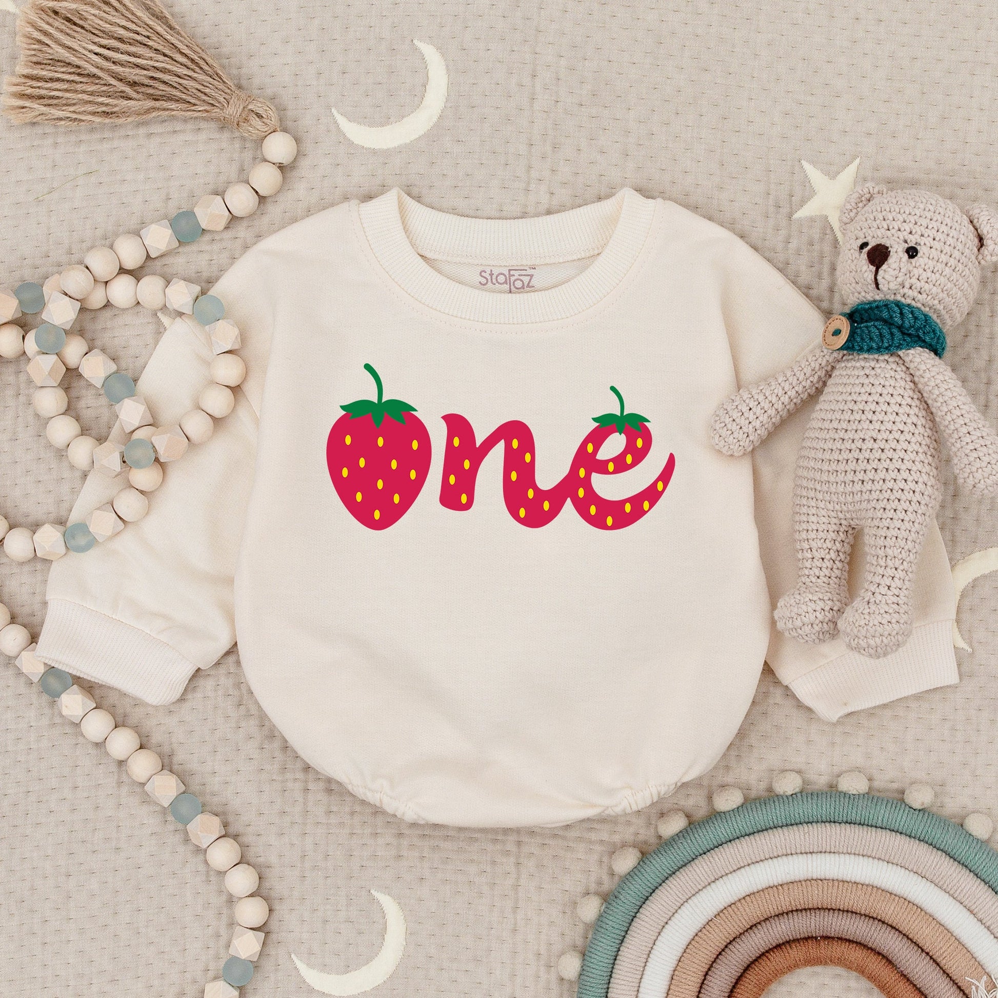 Strawberry Bubble Romper for Baby Girl First Birthday Outfit Soft Cotton Sweet Smash Cake Clothes