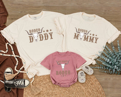 My First Rodeo Birthday Matching Family Tees Western Cowboy Cowgirl Outfit 1st Birthday Party Farm Theme Celebration Fun