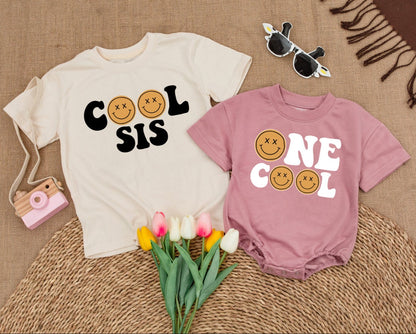 Two Cool Retro Smiley Face Birthday Shirts Matching Family 2nd Birthday Outfit Boy Girl Vintage Vibes