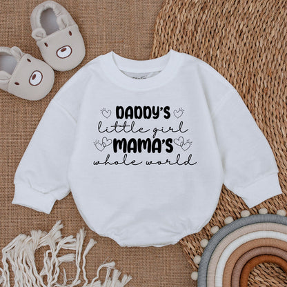 Daddy's Little Girl Mama's Whole World Baby Romper Cute Hearts Mother's Day Outfit Newborn Infant Gift Soft Cotton Blend