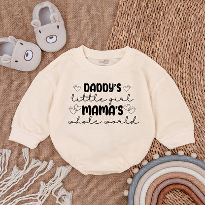 Daddy's Little Girl Mama's Whole World Baby Romper Cute Hearts Mother's Day Outfit Newborn Infant Gift Soft Cotton Blend