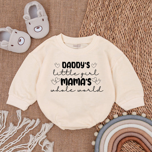 Daddy's Little Girl Mama's Whole World Baby Romper Cute Hearts Mother's Day Outfit Newborn Infant Gift Soft Cotton Blend