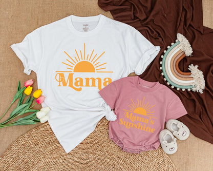 Mama and Mama's Sunshine Mommy and Me Matching Outfit First Trip Around The Sun Boho Birthday Gift for New Mom