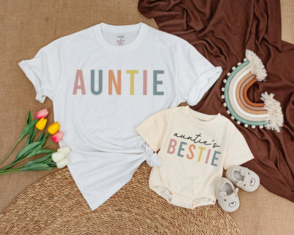 Auntie and Auntie's Bestie Shirts Matching Aunt Niece and Nephew Gifts Comfort Fit