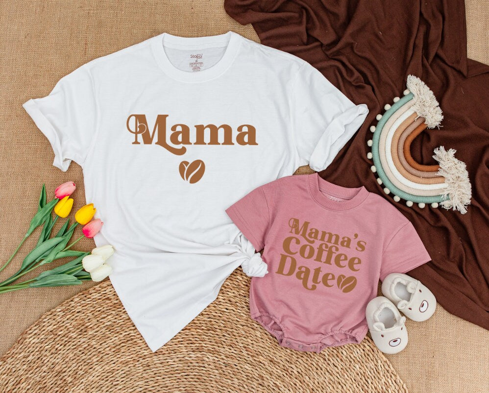 Mama Needs Coffee Matching Mama and Mini Outfit Gift for New Mom Coffee Date Baby Girl Outfit Mother's Day Gift Soft Cotton