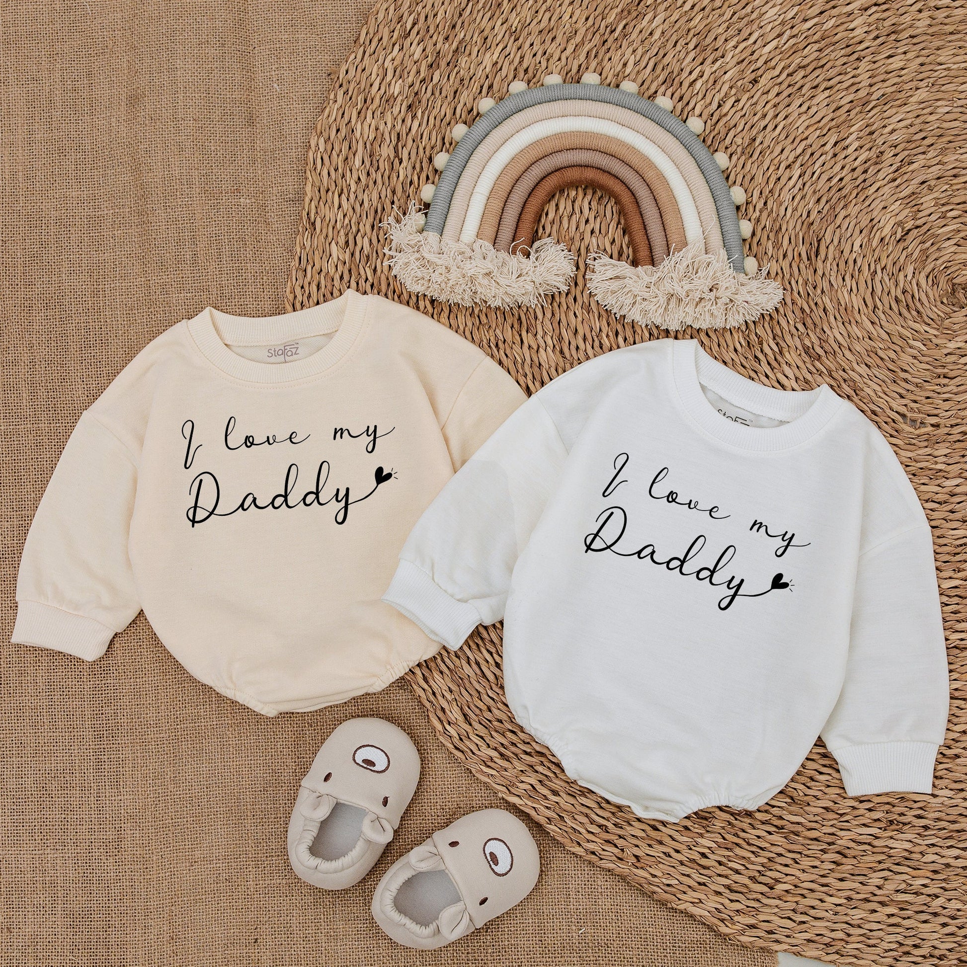 I Love My Daddy Baby Romper Sweatshirt - Minimalist Father's Day Outfit, Newborn Boy Clothes, Sweet Bodysuit, Comfy Baby Gift, Adorable Father's Gift