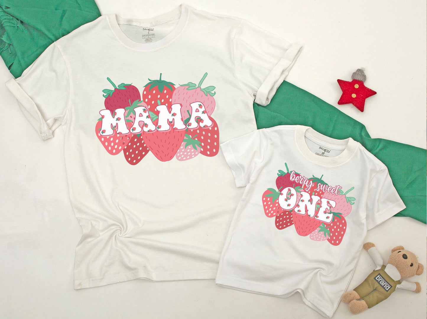 Sweet One Berry First Birthday Family Matching Shirts Strawberry 1st Birthday Party Outfit Mommy and Me Mama Daddy Tee Soft Cotton Gift