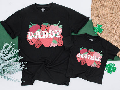 Sweet One Berry First Birthday Family Matching Shirts Strawberry 1st Birthday Party Outfit Mommy and Me Mama Daddy Tee Soft Cotton Gift