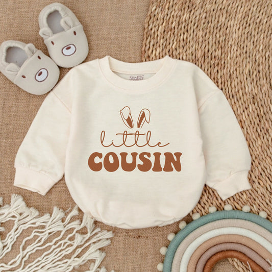 Matching Little Big Cousin Baby Boy Easter Outfits with Playful Bunny Ear Design Soft Comfortable Romper Bodysuit Newborn Clothes