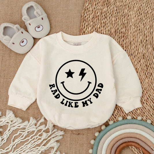 Rad Like Dad Baby Romper Sweatshirt Bubble Cozy Father's Day Outfit for Baby Boy Newborn Gift