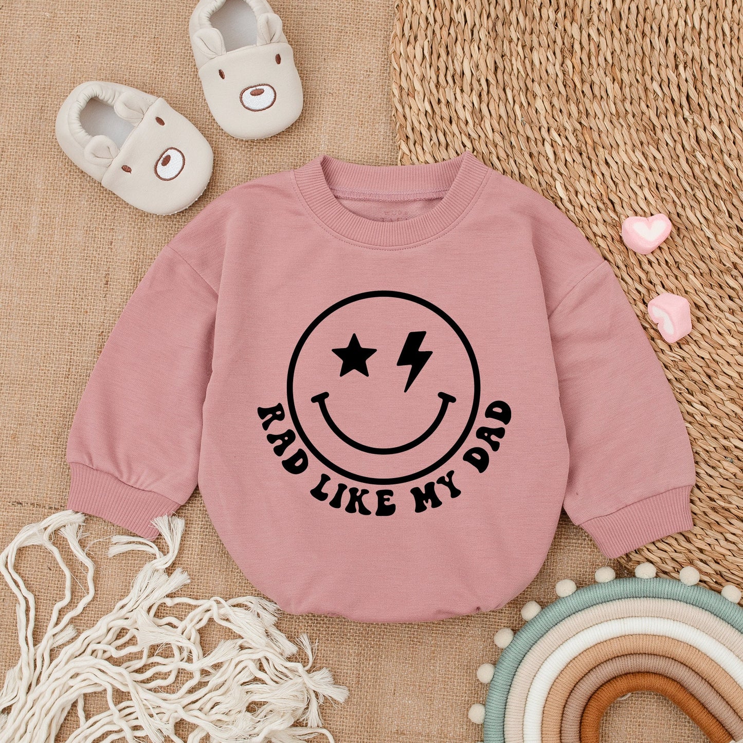 Rad Like Dad Baby Romper Sweatshirt Bubble Cozy Father's Day Outfit for Baby Boy Newborn Gift