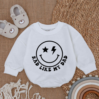 Rad Like Dad Baby Romper Sweatshirt Bubble Cozy Father's Day Outfit for Baby Boy Newborn Gift