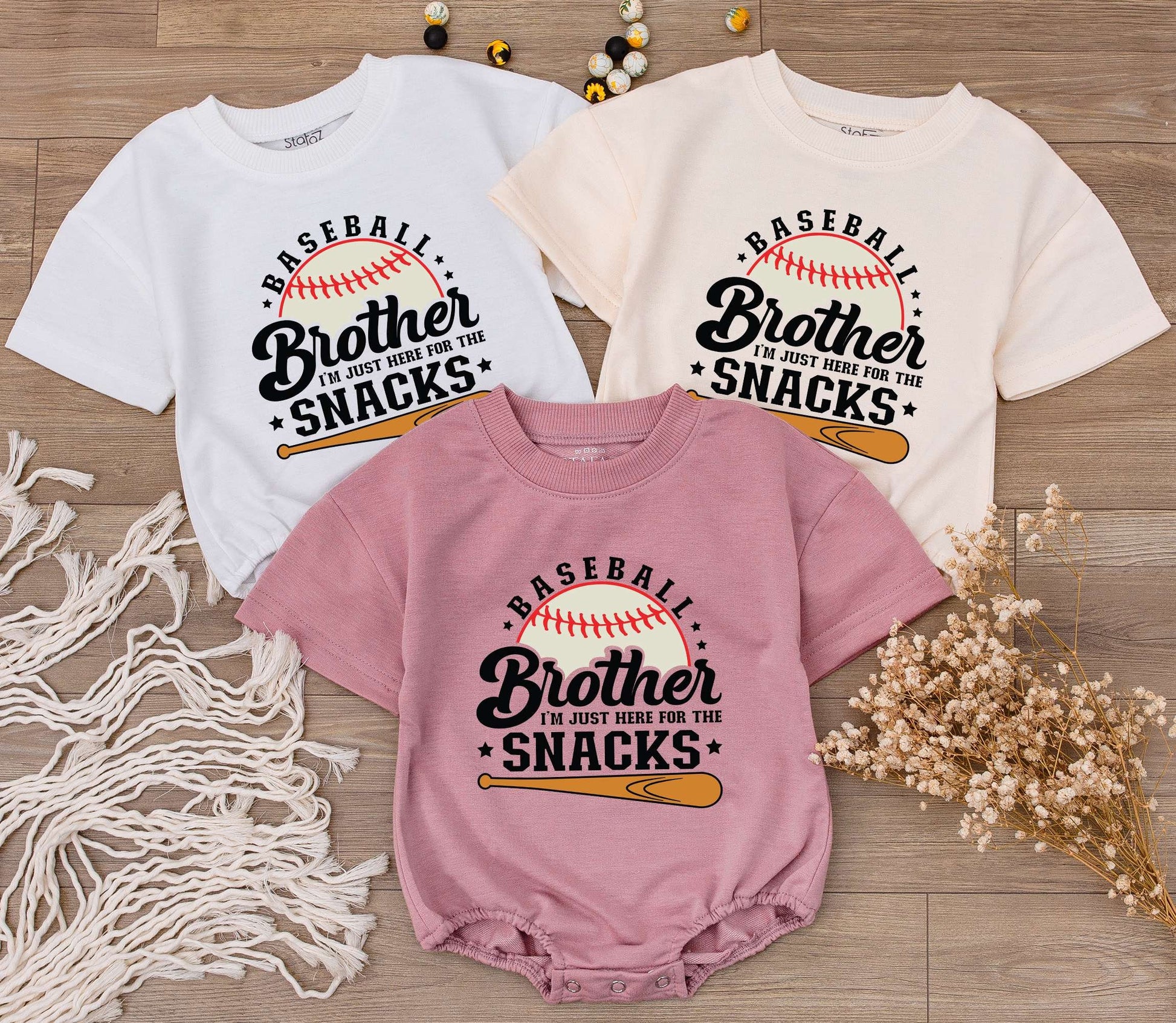 Baseball Brother Romper, I'm Just Here for The Snacks Outfit Boy Baby Baseball Game Day Gift, Cute Newborn Jumpsuit