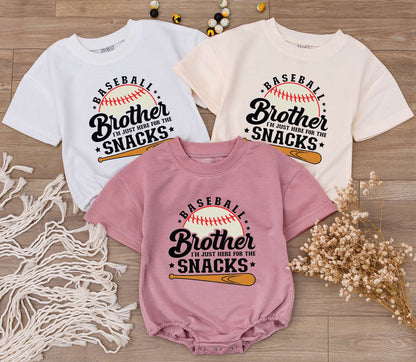 Baseball Brother Romper, I'm Just Here for The Snacks Outfit Boy Baby Baseball Game Day Gift, Cute Newborn Jumpsuit