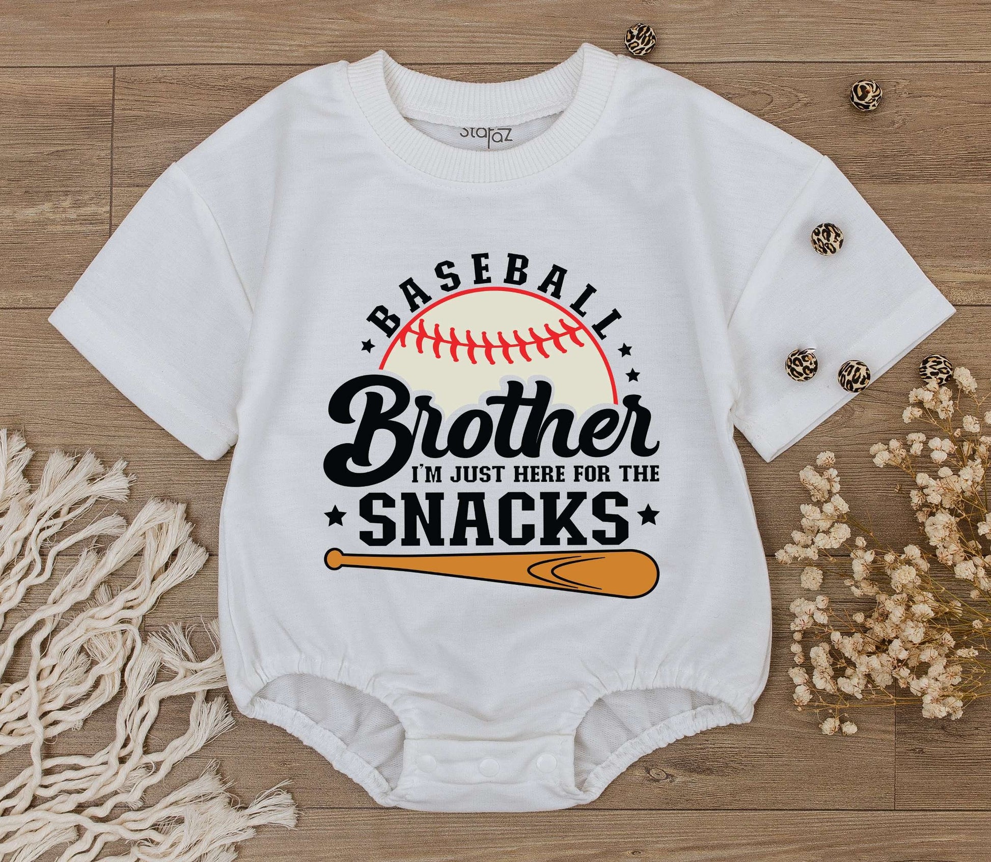 Baseball Brother Romper, I'm Just Here for The Snacks Outfit Boy Baby Baseball Game Day Gift, Cute Newborn Jumpsuit