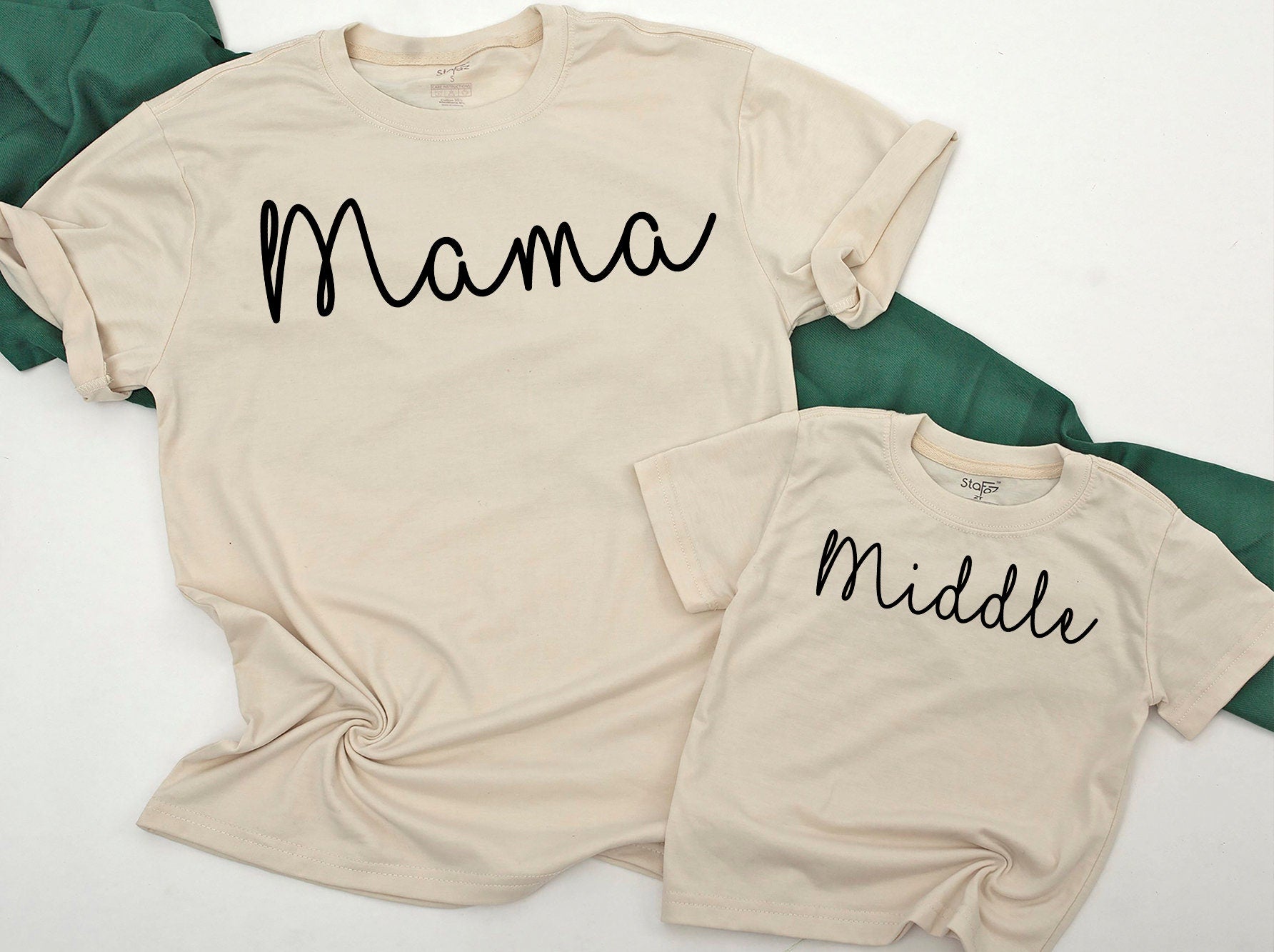 Big Middle Little Sibling Shirts Matching Family Tees for Daddy Mama Announcement Baby Romper Toddler Outfit Biggest