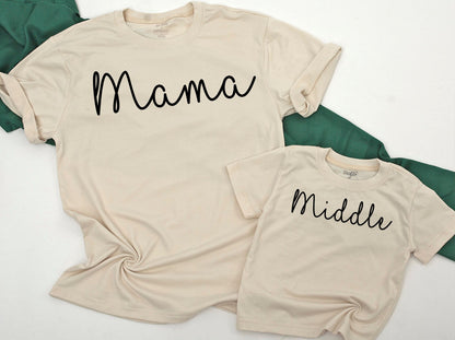 Big Middle Little Sibling Shirts Matching Family Tees for Daddy Mama Announcement Baby Romper Toddler Outfit Biggest
