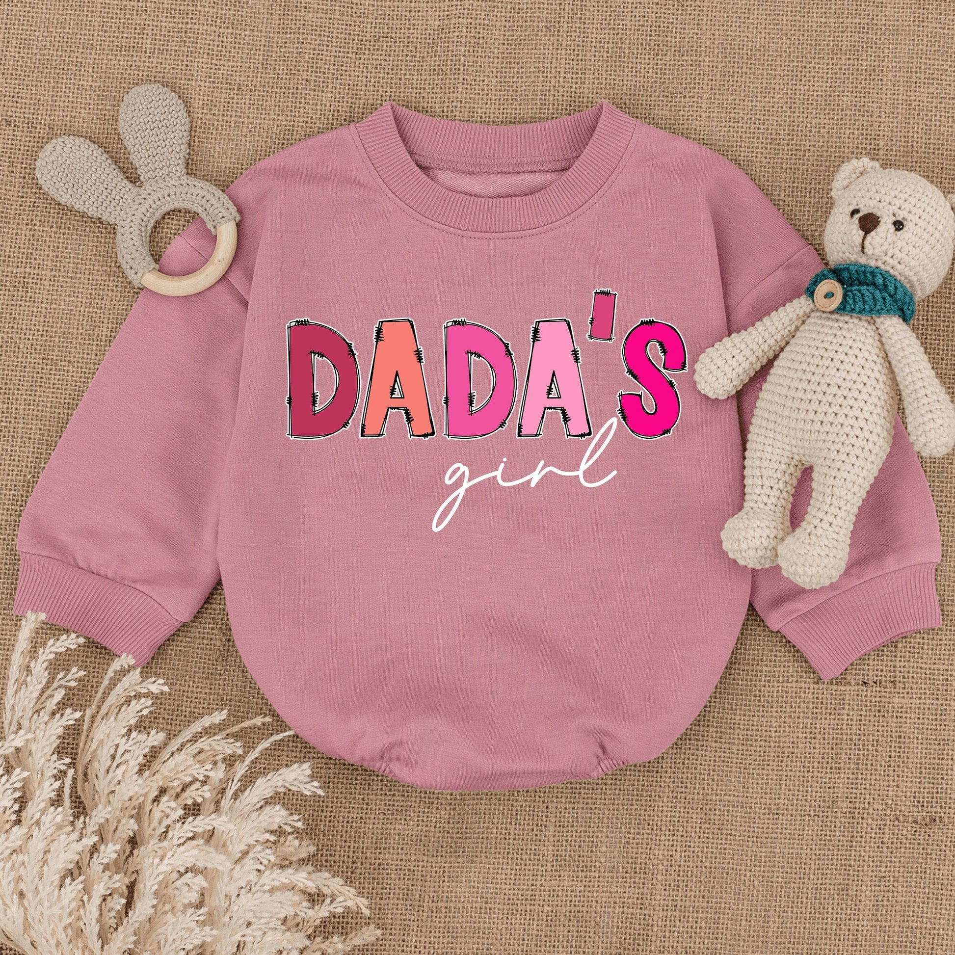 Dada's Girl Pink & Peach Bubble Romper Sweet Newborn Baby Girl Outfit Adorable Infant Clothes Perfect Baby Shower Gift for Girls