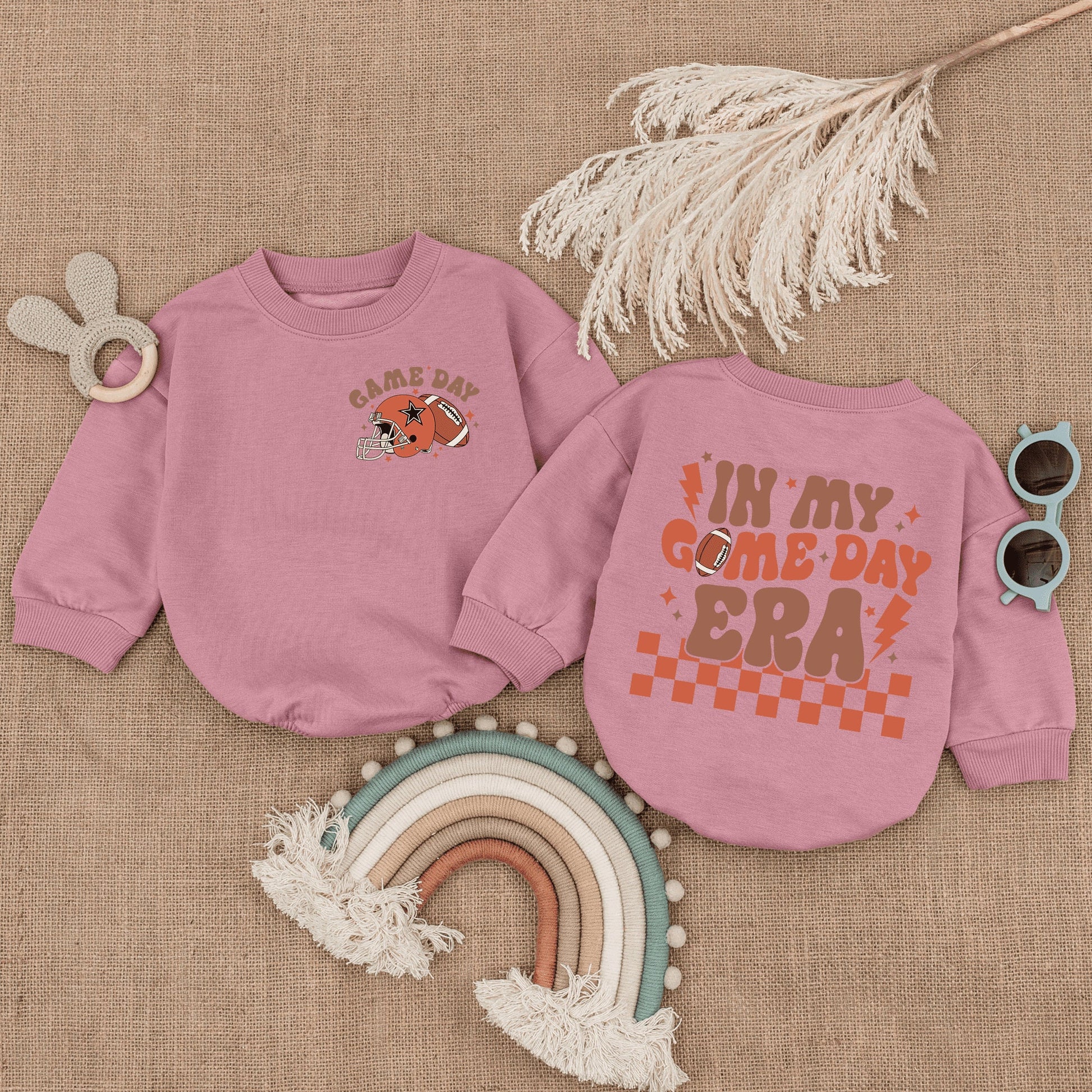Football Game Day Baby Romper Cozy Football Season Vibes Bubble Bodysuit Comfort for Little Fan