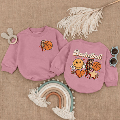 Retro Basketball Game Football Season Baby Romper Bubble Bodysuit Infant Football Game Day Outfit Gift