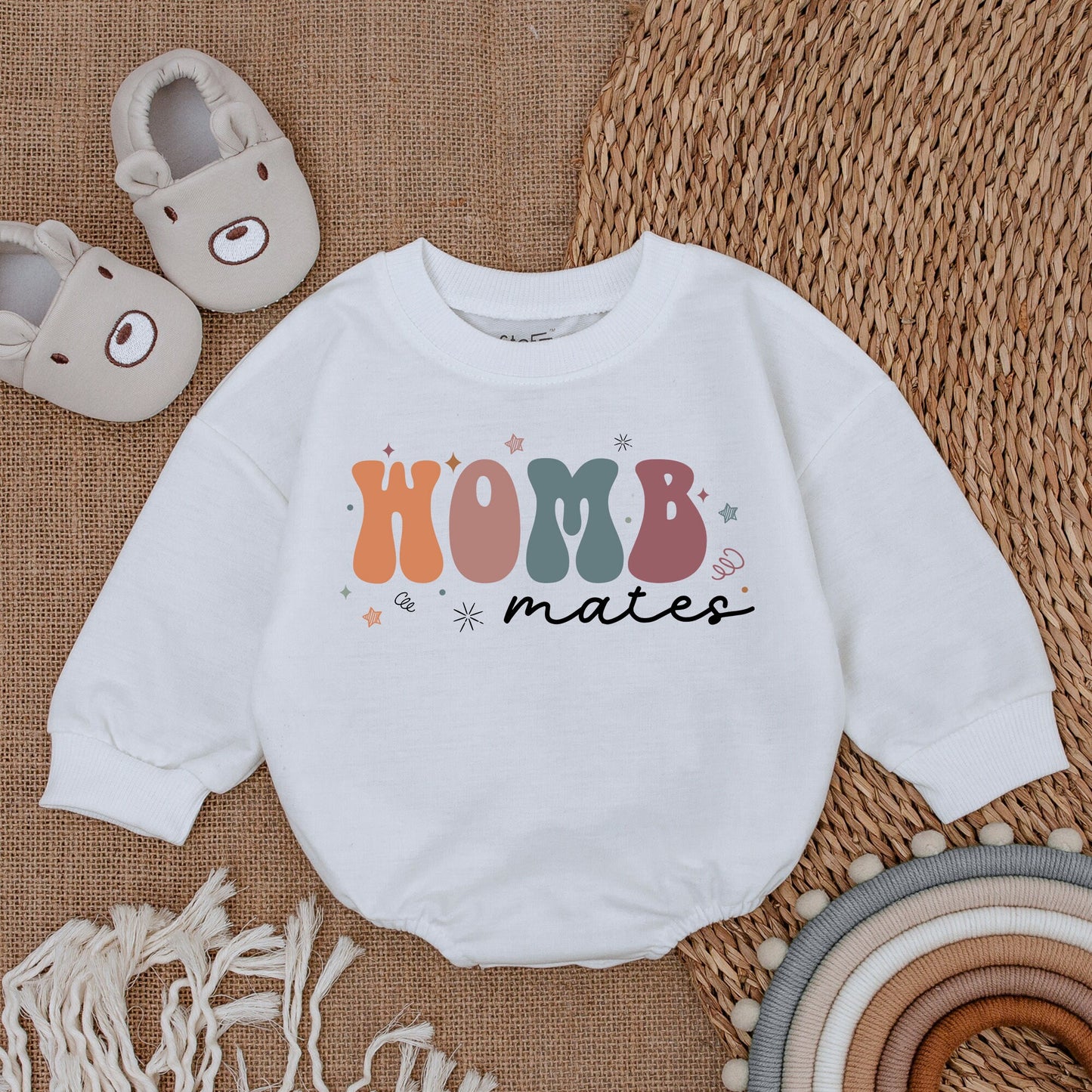 Womb Mates Twin Rompers - Cute & Funny Newborn Baby Outfit Set  