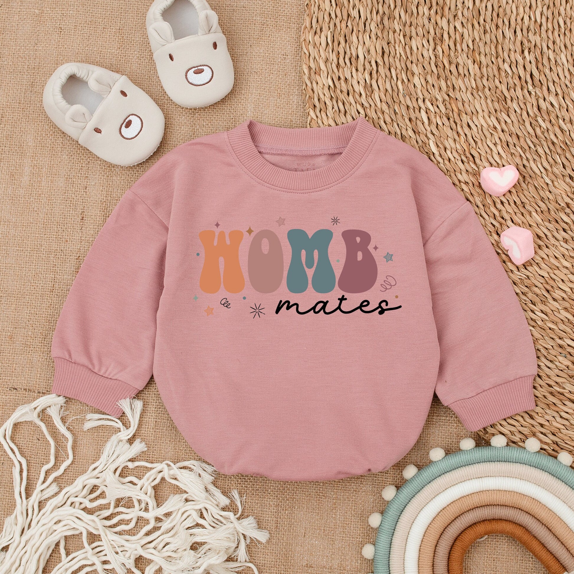Womb Mates Twin Rompers - Cute & Funny Newborn Baby Outfit Set  
