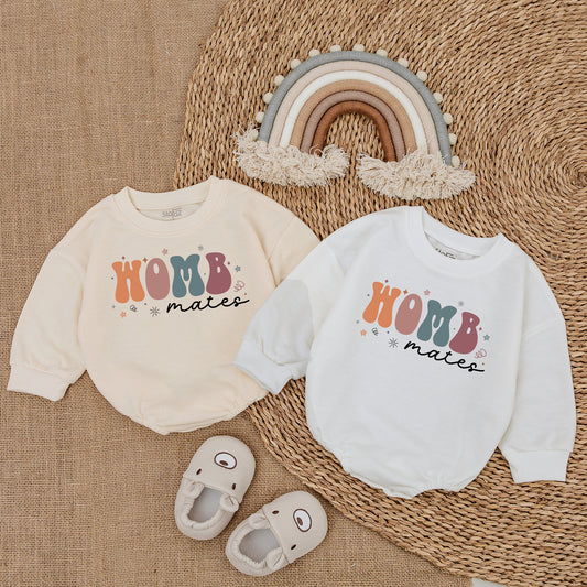 Womb Mates Twin Rompers - Cute & Funny Newborn Baby Outfit Set  