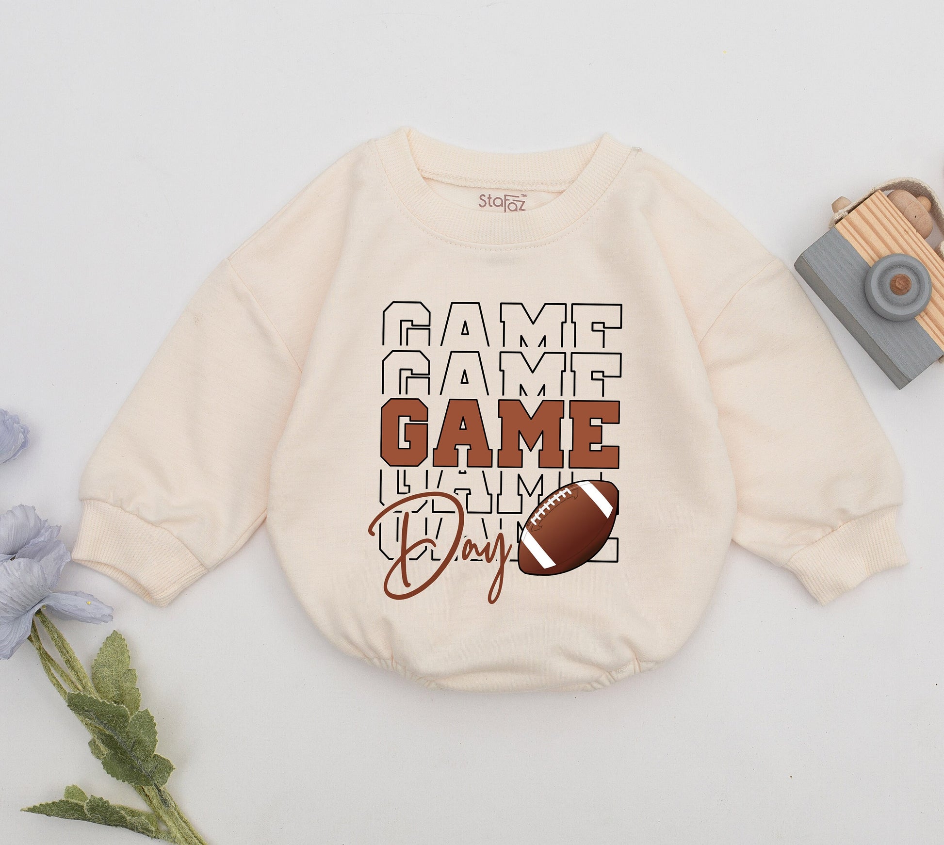 Retro Football Baby Romper, Fall Game Day Outfit, Baby Shower Gift