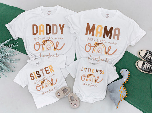 Matching Isn't She Onederful 1st Birthday Shirts, Boho Rainbow Family Outfit, Little Miss Onederful First Birthday Party, Girl