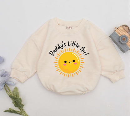 Daddy's Little Girl Romper Yellow Sun Rays Cute Baby Girl Outfit Father's Day Gift Natural Infant Newborn Clothes