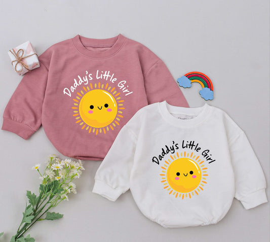 Daddy's Little Girl Romper Yellow Sun Rays Cute Baby Girl Outfit Father's Day Gift Natural Infant Newborn Clothes