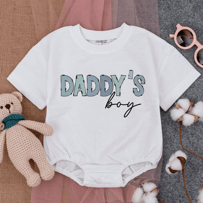 Daddy's Boy Bubble Romper Bodysuit - Funny Retro Newborn Baby Outfit for Father's Day Gift, Short Sleeve Comfortable Infant Clothes