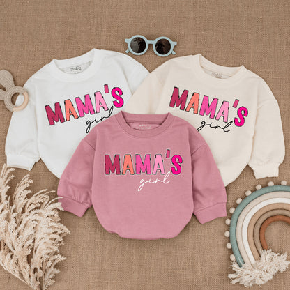 Mama's Girl Pink Bubble Romper Bodysuit Funny Retro Newborn Girl Infant Outfit Adorable Baby Shower Gift Mothers Day Apparel