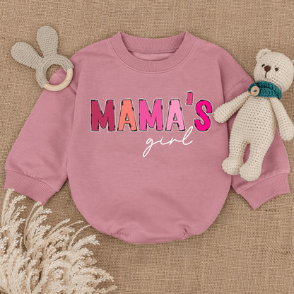 Mama's Girl Pink Bubble Romper Bodysuit Funny Retro Newborn Girl Infant Outfit Adorable Baby Shower Gift Mothers Day Apparel