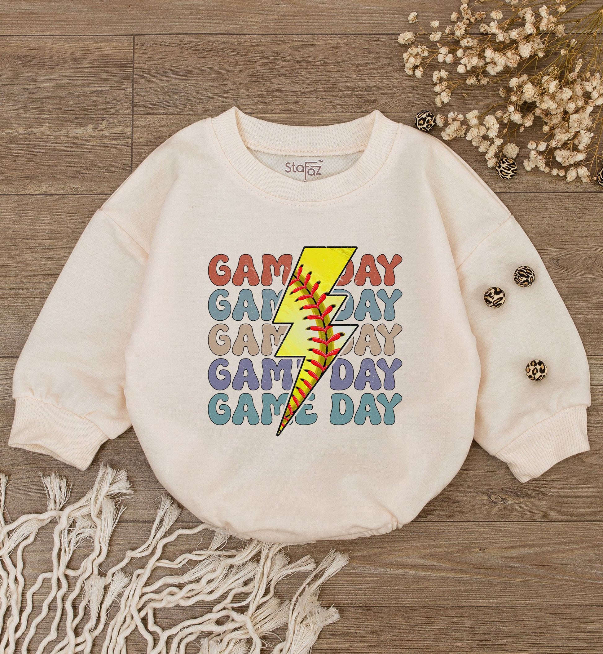STAFAZ Game Day Bodysuit Retro Softball Romper Girls Baby One Piece Baseball Outfit Cute Vintage Vibes