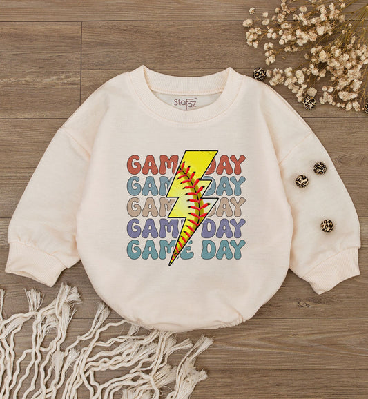 STAFAZ Game Day Bodysuit Retro Softball Romper Girls Baby One Piece Baseball Outfit Cute Vintage Vibes