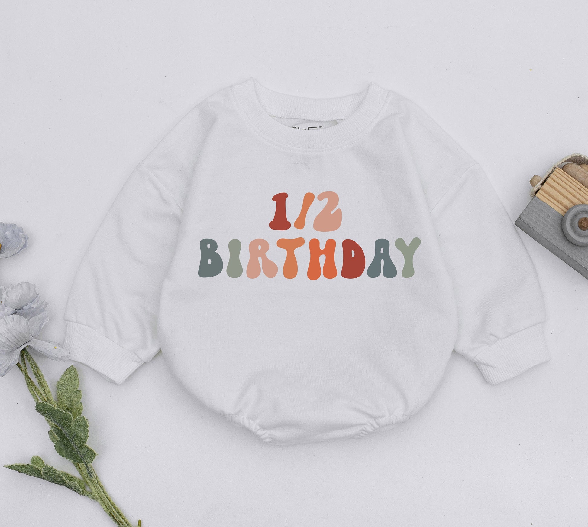 Half Birthday Romper for Baby Girl or Boy - 6 Months Old Outfit, Halfway to One Celebration Gift, New Baby Clothes