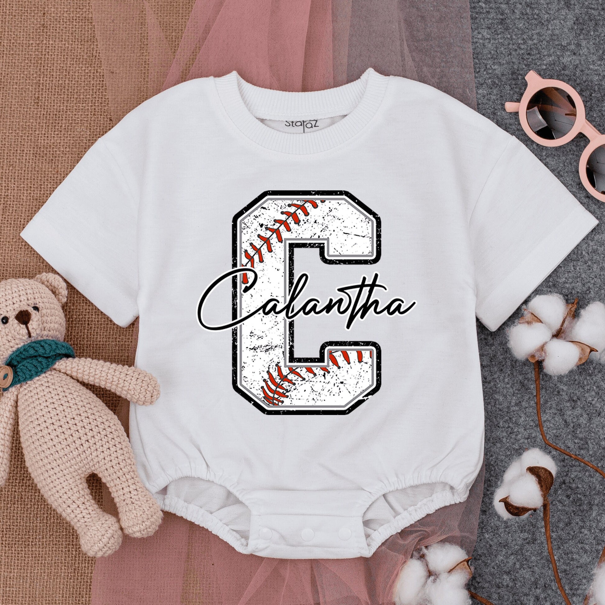 Custom Name Retro Baseball Baby Romper Game Day Infant Bodysuit Soft Cotton Summer Short Sleeve Outfit for Baby Boy Girl