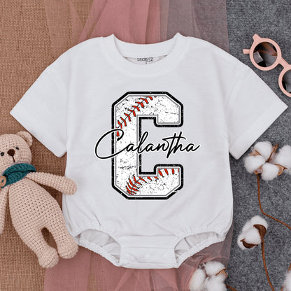 Custom Name Retro Baseball Baby Romper Game Day Infant Bodysuit Soft Cotton Summer Short Sleeve Outfit for Baby Boy Girl