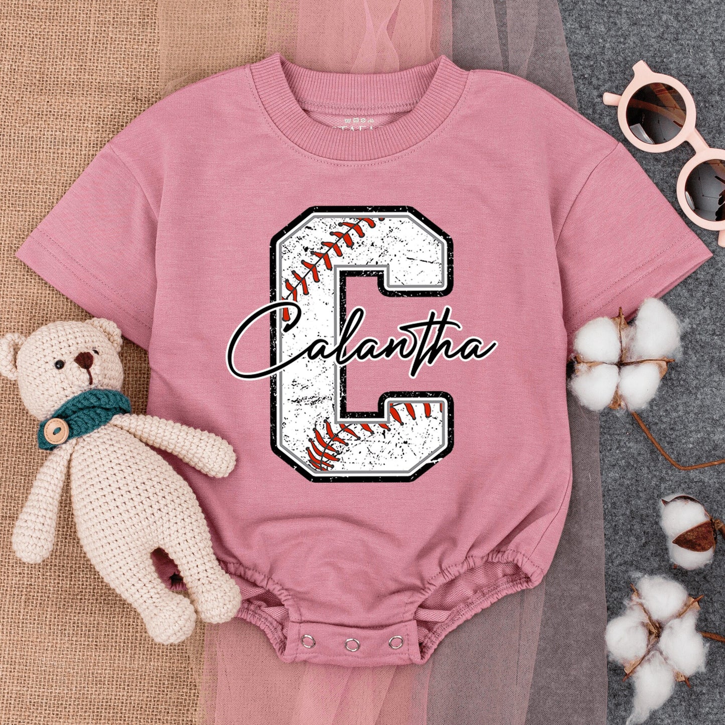 Custom Name Retro Baseball Baby Romper Game Day Infant Bodysuit Soft Cotton Summer Short Sleeve Outfit for Baby Boy Girl