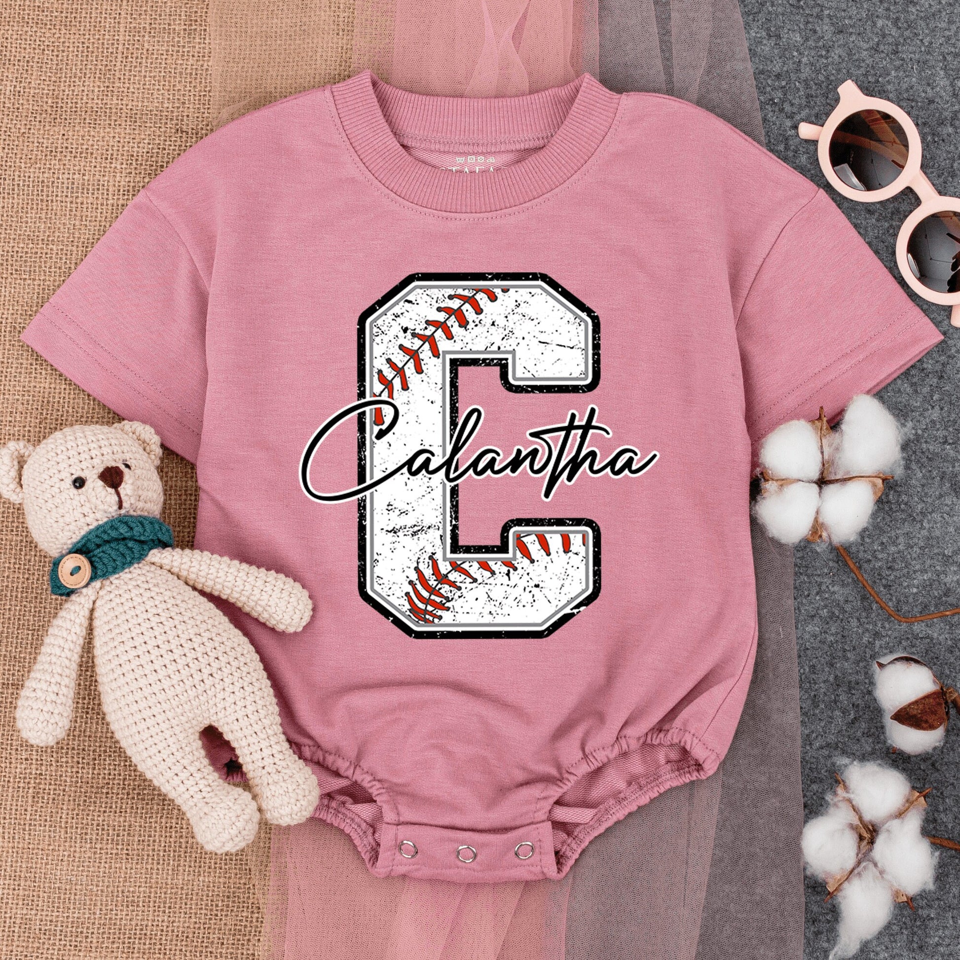 Custom Name Retro Baseball Baby Romper Game Day Infant Bodysuit Soft Cotton Summer Short Sleeve Outfit for Baby Boy Girl